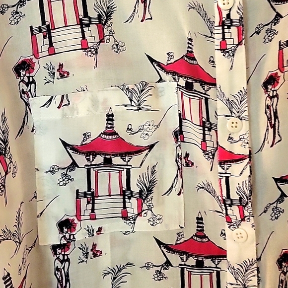 Jude Connally Chinoiserie pattern button down, size S - Picture 2 of 5